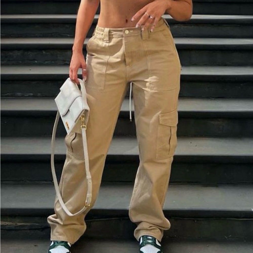 Give Me A Break Cargo Carpenter Jeans - Khaki